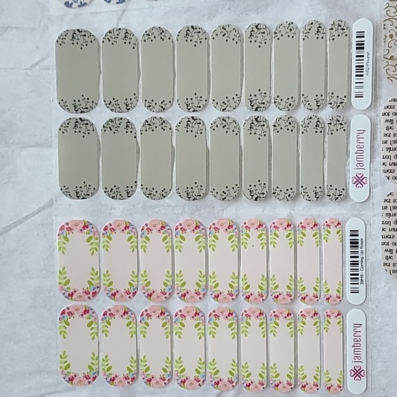 Jamberry Nails - Weekend Waltz, Newspaper on Neutral, Coming up Roses, Gold Flor - Picture 2 of 7